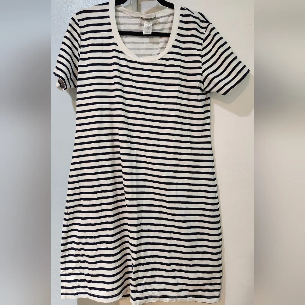 Women's Tommy Bahama White With Navy Stripes Casual Shirt Dress, Size XL - Picture 1 of 5